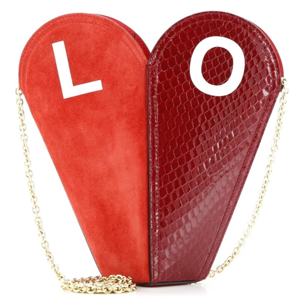 Gucci Limited Edition Valentines Day Heart Bag Red Leather, Suede and Snakeskin